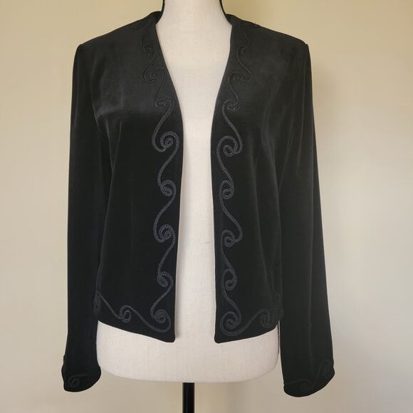 Vintage Choice By Butte Size 14 Velvet Velour Open Jacket Blazer USA Made Black - Picture 1 of 15